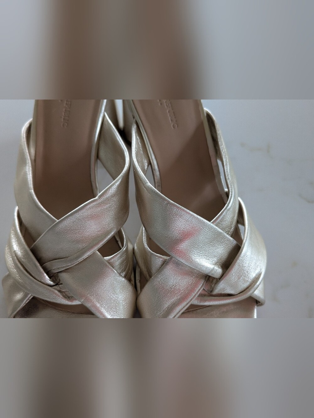 Banana Republic Brushed Gold Block Heel Sandals, Size 8 - Picture 6 of 6